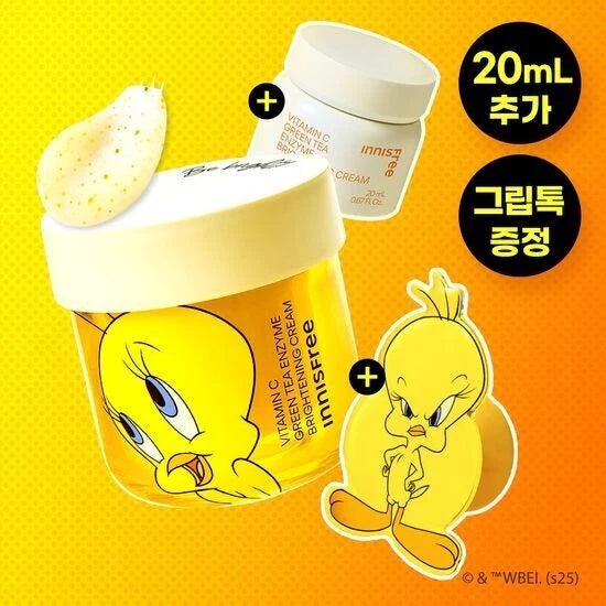 Innisfree TWEETY Vitamin C Green Tea Brightening Cream 50+20ml + Tweety Phone Grip (Limited Edition)